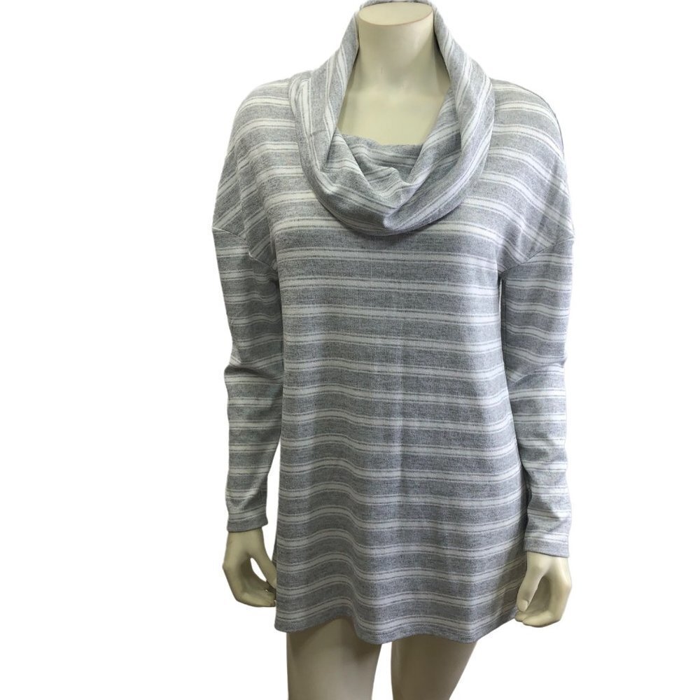 White House Black Market Women Cowl Neck Gray /White Sweater Size Sm Nwt